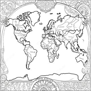 Detailed World Map Coloring Page 9727-7942