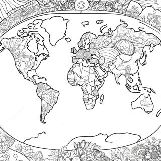 Detailed World Map Coloring Page 9727-7943