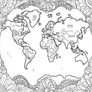 Detailed World Map Coloring Page 9727-7944