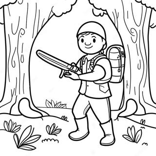 Adventurous Hunter In Forest Coloring Page 972-777