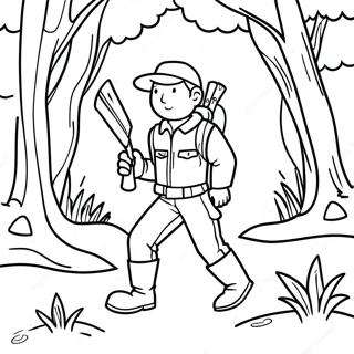 Adventurous Hunter In Forest Coloring Page 972-778