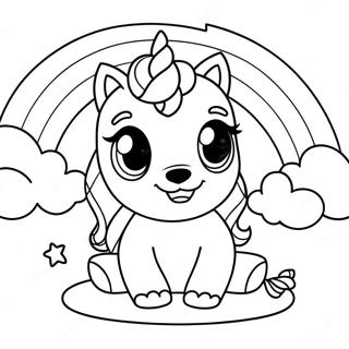 Magical Unicorn Puppy In A Rainbow Coloring Page 9787-7992