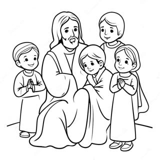 Jesus With Children Coloring Page 9857-8110