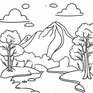 Watercolor Landscape Coloring Page 9896-8138