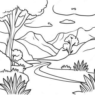 Watercolor Landscape Coloring Page 9896-8139