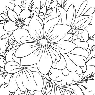 Vibrant Watercolor Flowers Coloring Page 9897-8141