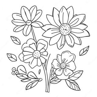 Vibrant Watercolor Flowers Coloring Page 9897-8142