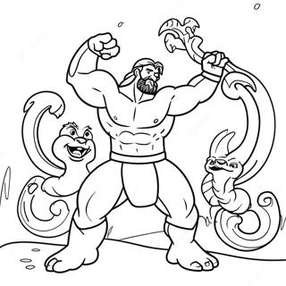 Hercules Fighting The Hydra Coloring Page 9947-8181