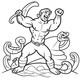 Hercules Fighting The Hydra Coloring Page 9947-8182