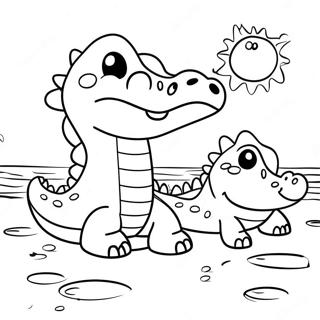 Cute Crocs On A Beach Coloring Page 9967-8197