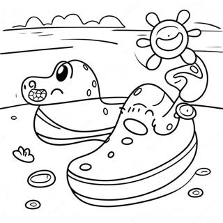 Cute Crocs On A Beach Coloring Page 9967-8199