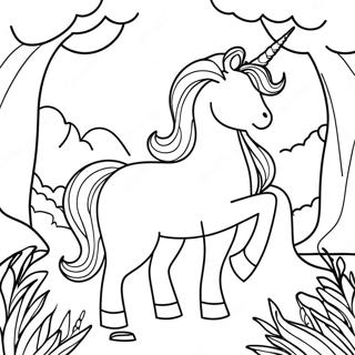 Majestic Unicorn In A Magical Forest Coloring Page 9987-8213